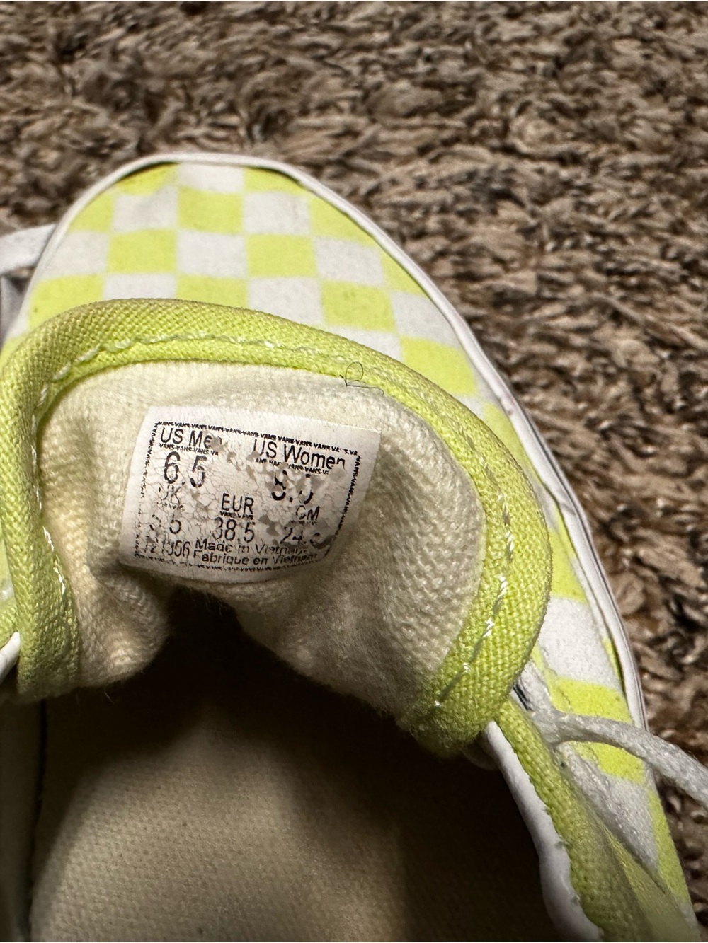 Vans Kids Checkerboard Slip-On in Neon Yellow and White
